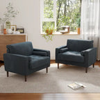 Set van 2 extra brede accentstoelen van ribfluweel met houten poten