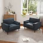 Set van 2 extra brede accentstoelen van ribfluweel met houten poten