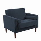 Set van 2 extra brede accentstoelen van ribfluweel met houten poten