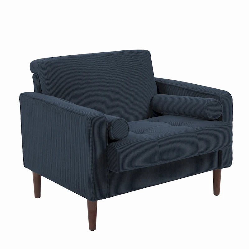 Set van 2 extra brede accentstoelen van ribfluweel met houten poten