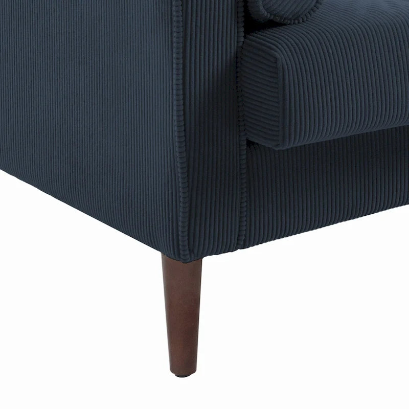 Set van 2 extra brede accentstoelen van ribfluweel met houten poten