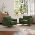 Set van 2 extra brede accentstoelen van ribfluweel met houten poten