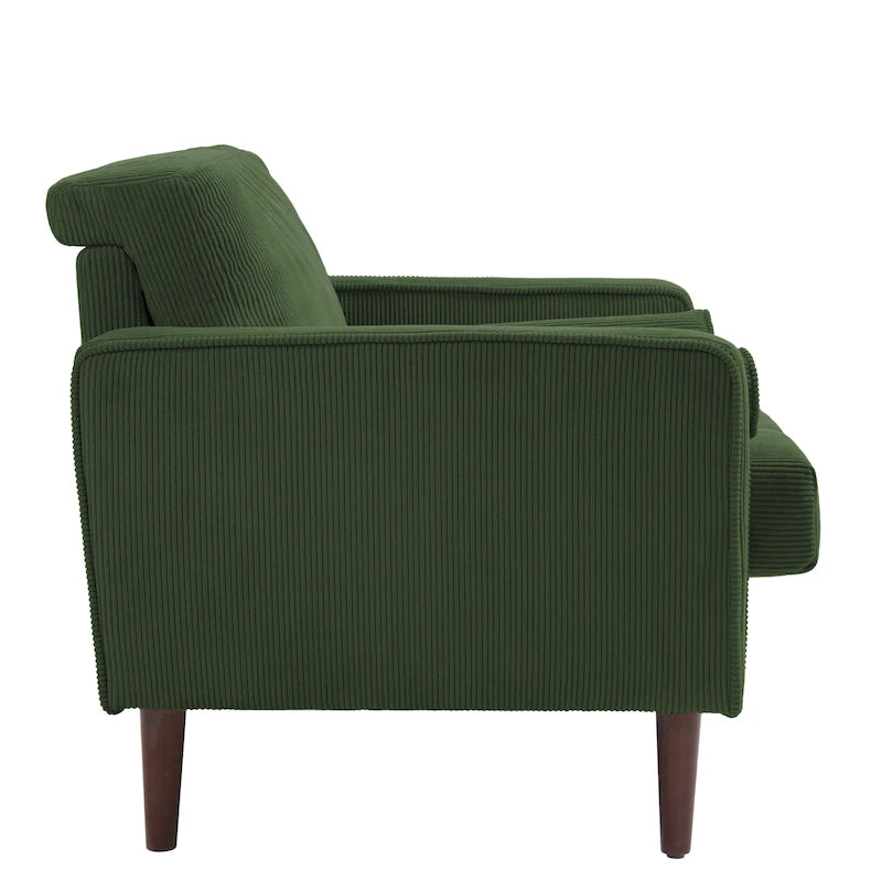 Set van 2 extra brede accentstoelen van ribfluweel met houten poten