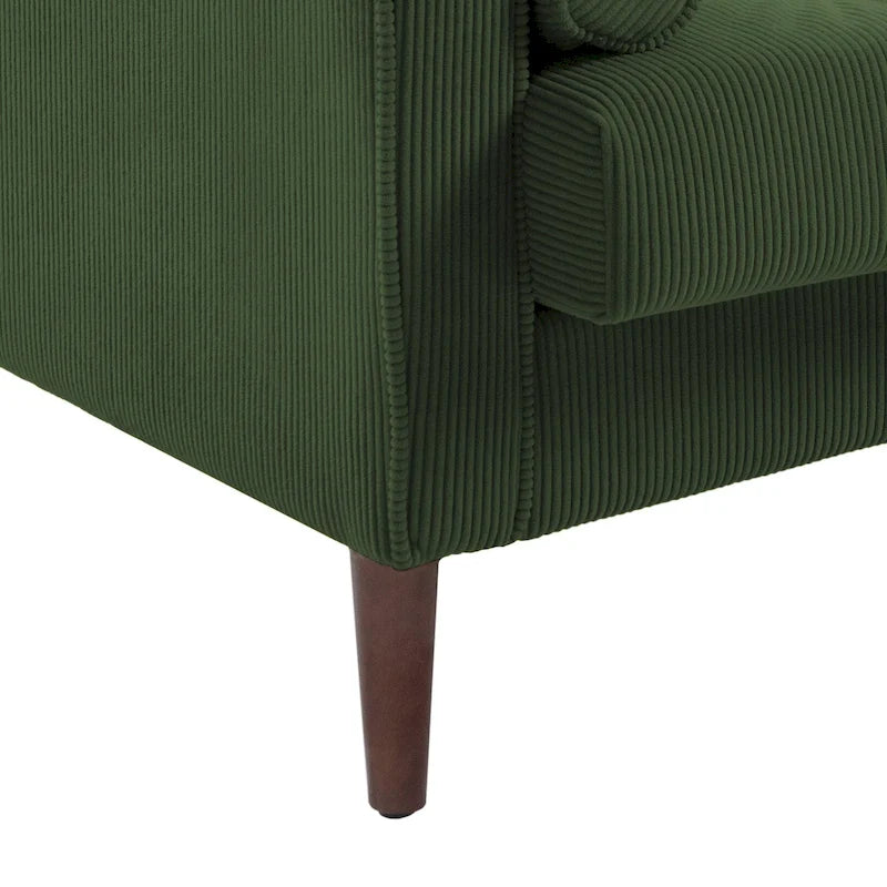 Set van 2 extra brede accentstoelen van ribfluweel met houten poten
