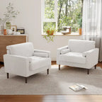 Set van 2 extra brede accentstoelen van ribfluweel met houten poten