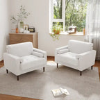 Set van 2 extra brede accentstoelen van ribfluweel met houten poten