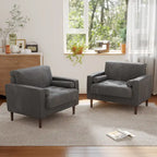 Set van 2 extra brede accentstoelen van ribfluweel met houten poten