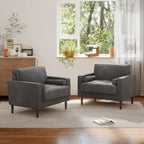 Set van 2 extra brede accentstoelen van ribfluweel met houten poten