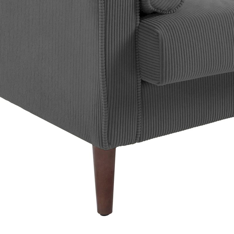 Set van 2 extra brede accentstoelen van ribfluweel met houten poten