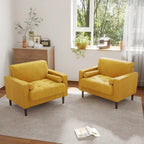 Set van 2 extra brede accentstoelen van ribfluweel met houten poten