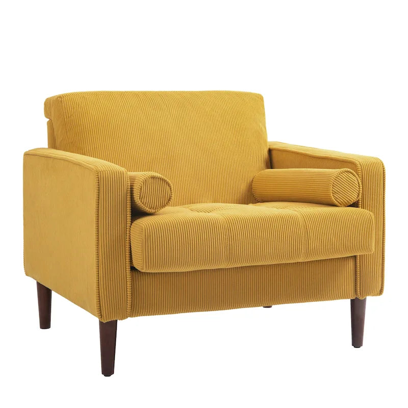 Set van 2 extra brede accentstoelen van ribfluweel met houten poten
