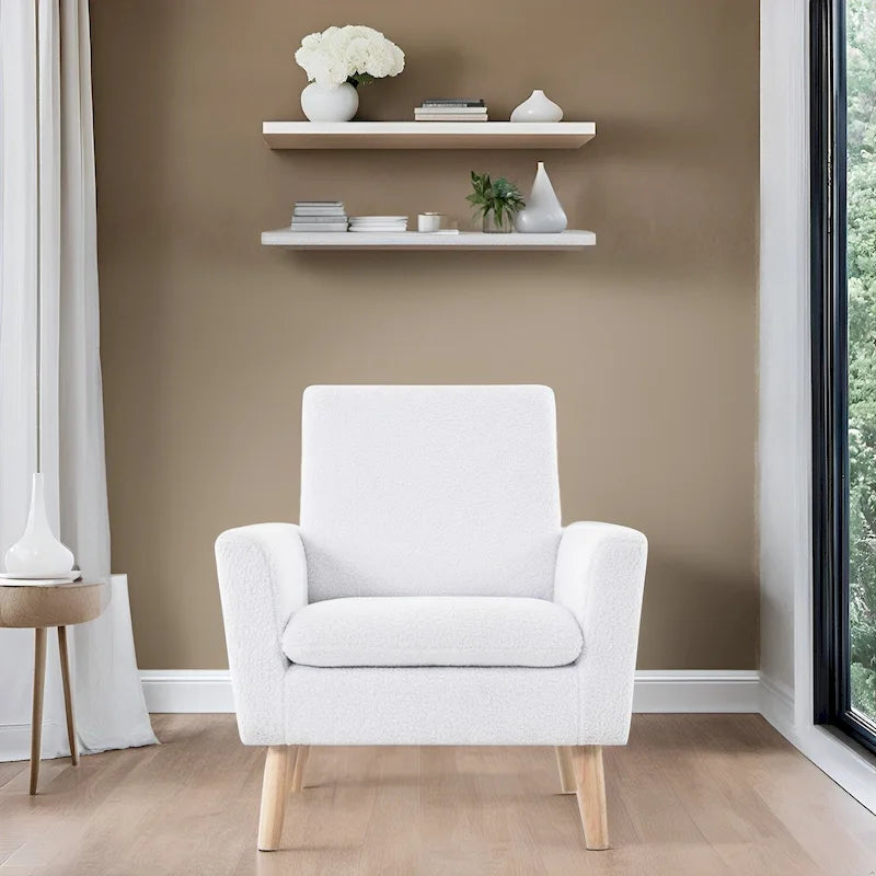 Silla moderna de mediados de siglo con estructura de madera resistente, silla decorativa para sala de estar, silla de lectura con reposabrazos