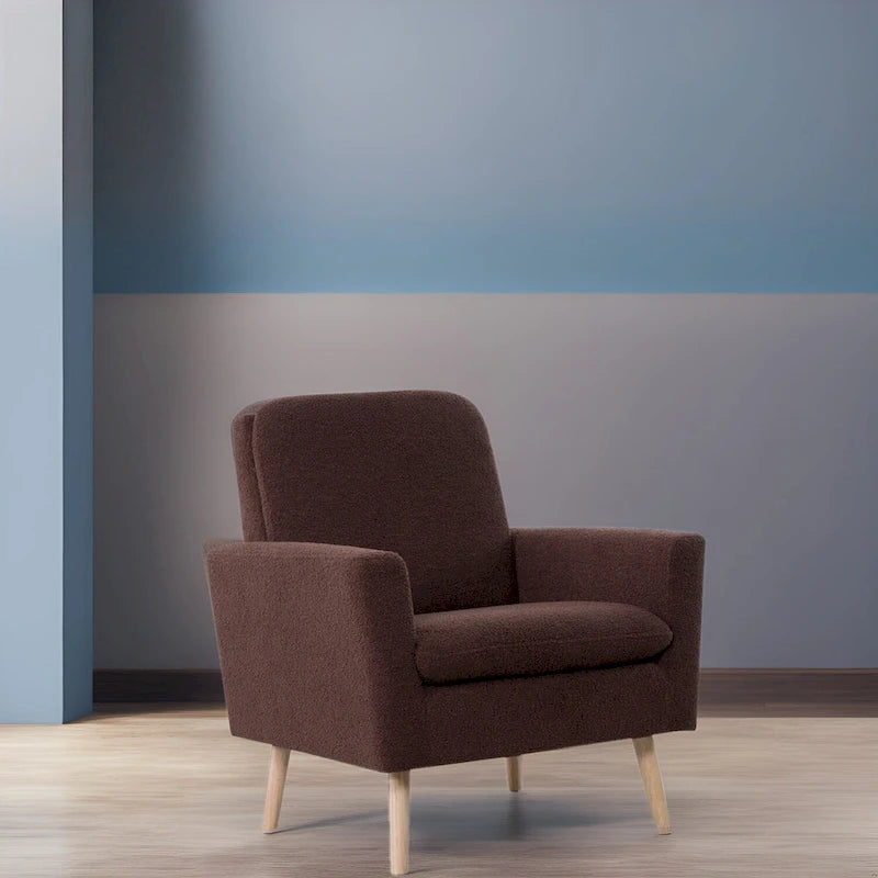 Mid-Century-Moderner Stuhl mit robustem Holzrahmen, Akzentsessel für das Wohnzimmer, Lesesessel mit Armlehnen