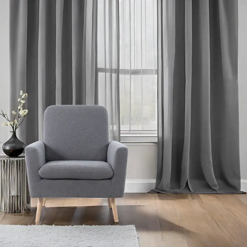 Mid-Century-Moderner Stuhl mit robustem Holzrahmen, Akzentsessel für das Wohnzimmer, Lesesessel mit Armlehnen