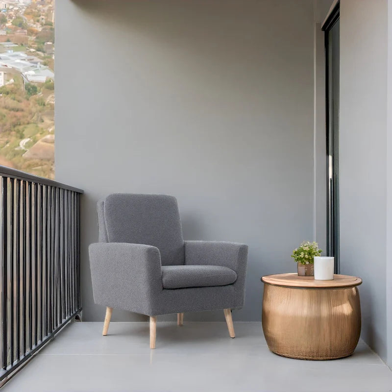 Mid-Century-Moderner Stuhl mit robustem Holzrahmen, Akzentsessel für das Wohnzimmer, Lesesessel mit Armlehnen
