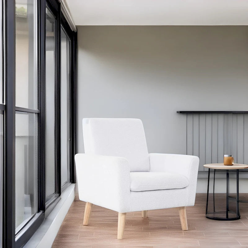 Mid-Century-Moderner Stuhl mit robustem Holzrahmen, Akzentsessel für das Wohnzimmer, Lesesessel mit Armlehnen