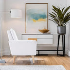 Mid-Century-Moderner Stuhl mit robustem Holzrahmen, Akzentsessel für das Wohnzimmer, Lesesessel mit Armlehnen
