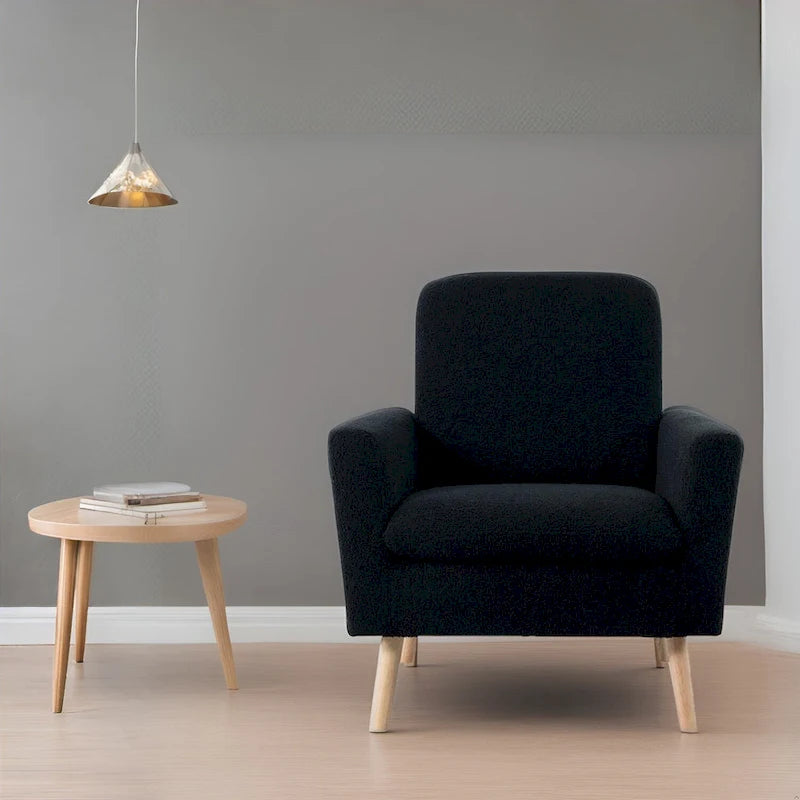 Mid-Century-Moderner Stuhl mit robustem Holzrahmen, Akzentsessel für das Wohnzimmer, Lesesessel mit Armlehnen