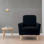 Mid-Century-Moderner Stuhl mit robustem Holzrahmen, Akzentsessel für das Wohnzimmer, Lesesessel mit Armlehnen