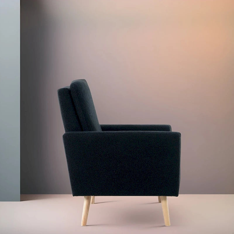 Mid-Century-Moderner Stuhl mit robustem Holzrahmen, Akzentsessel für das Wohnzimmer, Lesesessel mit Armlehnen