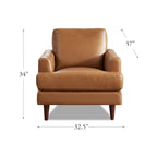 Poltrona in pelle pieno fiore Ivy Living Cassia con imbottitura in piume, memory foam e molle