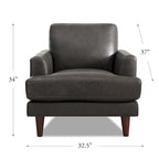 Poltrona in pelle pieno fiore Ivy Living Cassia con imbottitura in piume, memory foam e molle