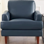 Poltrona in pelle pieno fiore Ivy Living Cassia con imbottitura in piume, memory foam e molle