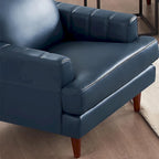 Poltrona in pelle pieno fiore Ivy Living Cassia con imbottitura in piume, memory foam e molle
