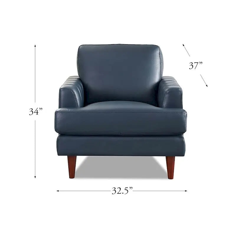 Poltrona in pelle pieno fiore Ivy Living Cassia con imbottitura in piume, memory foam e molle