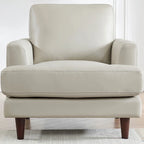 Poltrona in pelle pieno fiore Ivy Living Cassia con imbottitura in piume, memory foam e molle