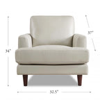 Poltrona in pelle pieno fiore Ivy Living Cassia con imbottitura in piume, memory foam e molle
