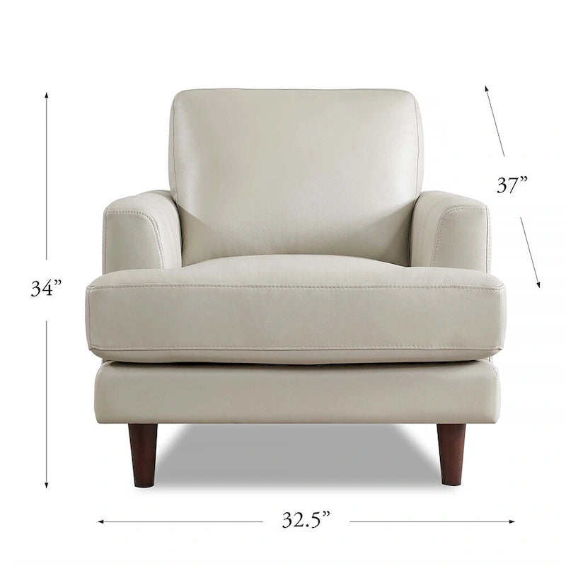 Poltrona in pelle pieno fiore Ivy Living Cassia con imbottitura in piume, memory foam e molle
