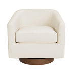 LUE BONA moderne fauteuil voor de woonkamer, beklede houten tonstoel met draaibare zitting
