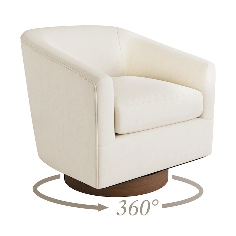 LUE BONA moderne fauteuil voor de woonkamer, beklede houten tonstoel met draaibare zitting