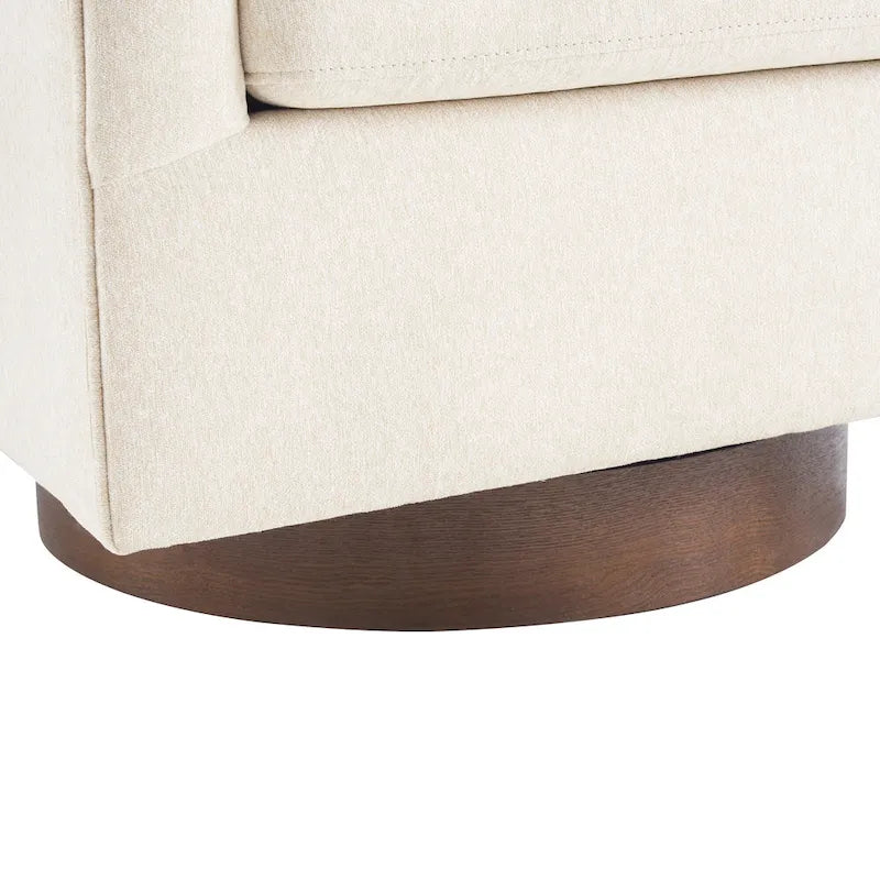 LUE BONA moderne fauteuil voor de woonkamer, beklede houten tonstoel met draaibare zitting