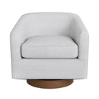 LUE BONA moderne fauteuil voor de woonkamer, beklede houten tonstoel met draaibare zitting