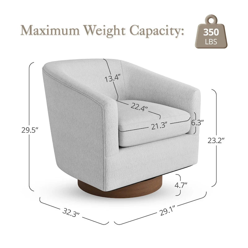 LUE BONA moderne fauteuil voor de woonkamer, beklede houten tonstoel met draaibare zitting