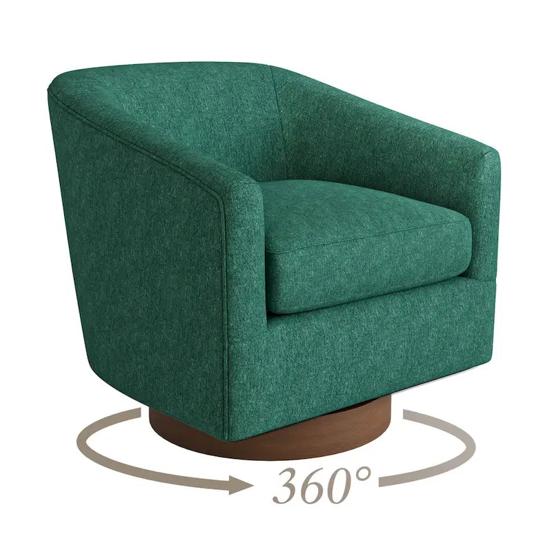 LUE BONA moderne fauteuil voor de woonkamer, beklede houten tonstoel met draaibare zitting