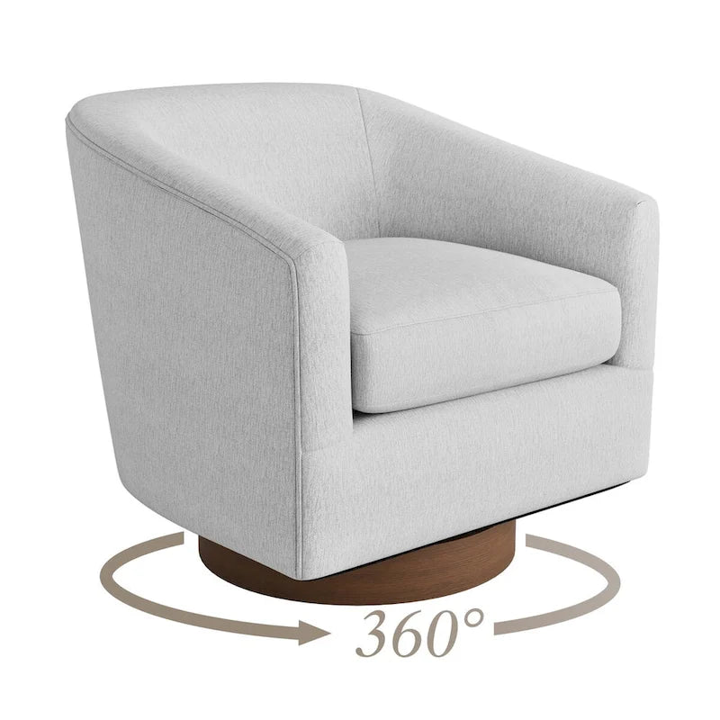 LUE BONA Moderner gepolsterter Holz-Akzentsessel, 360°-Drehsessel im Fassdesign, 2er-Set für das Wohnzimmer