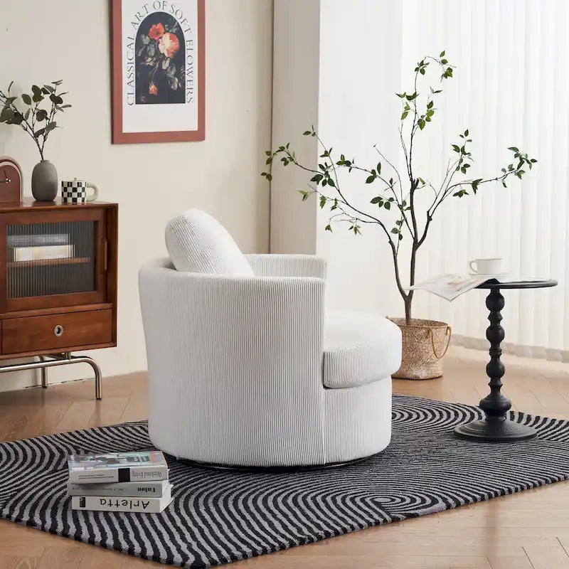 Poltrona d’accento moderna girevole a cilindro in velluto a coste, set da 1
