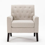 LUE BONA Linen Accent Chair Comfy Living Room Chair with Arms Upholstered Button Tufted Armchair Modern Arm Chairs Set Of 2