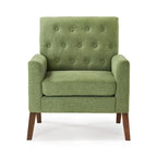 LUE BONA Linen Accent Chair Comfy Living Room Chair with Arms Upholstered Button Tufted Armchair Modern Arm Chairs Set Of 2