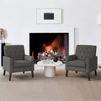 LUE BONA Linen Accent Chair Comfy Living Room Chair with Arms Upholstered Button Tufted Armchair Modern Arm Chairs Set Of 2