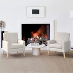 LUE BONA Linen Accent Chair Comfy Living Room Chair with Arms Upholstered Button Tufted Armchair Modern Arm Chairs Set Of 2