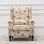 Upholstered Trim Wingback Armchair with Nailhead Trim