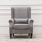 Upholstered Trim Wingback Armchair with Nailhead Trim