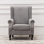 Upholstered Trim Wingback Armchair with Nailhead Trim