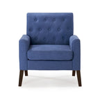 LUE BONA Linen and Walnut Legs Mid Century Modern Button Tufted Accent Chair - 29.53 H X 30 W X 33.07 D