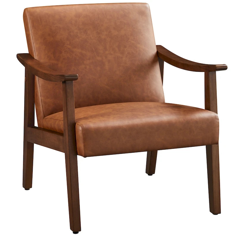 Sillón decorativo tapizado Yaheetech, sillón bouclé con patas de madera maciza - 24.5 L  28 W  29 H