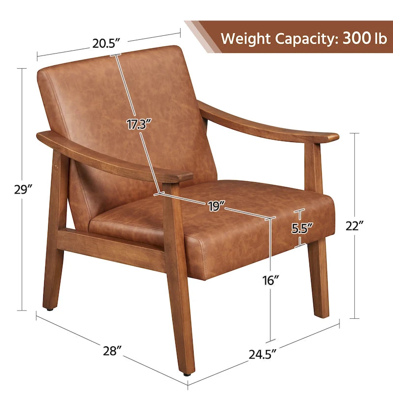 Yaheetech gestoffeerde bouclé-accentstoel, fauteuil met poten van massief hout - 24.5 L  28 W  29 H